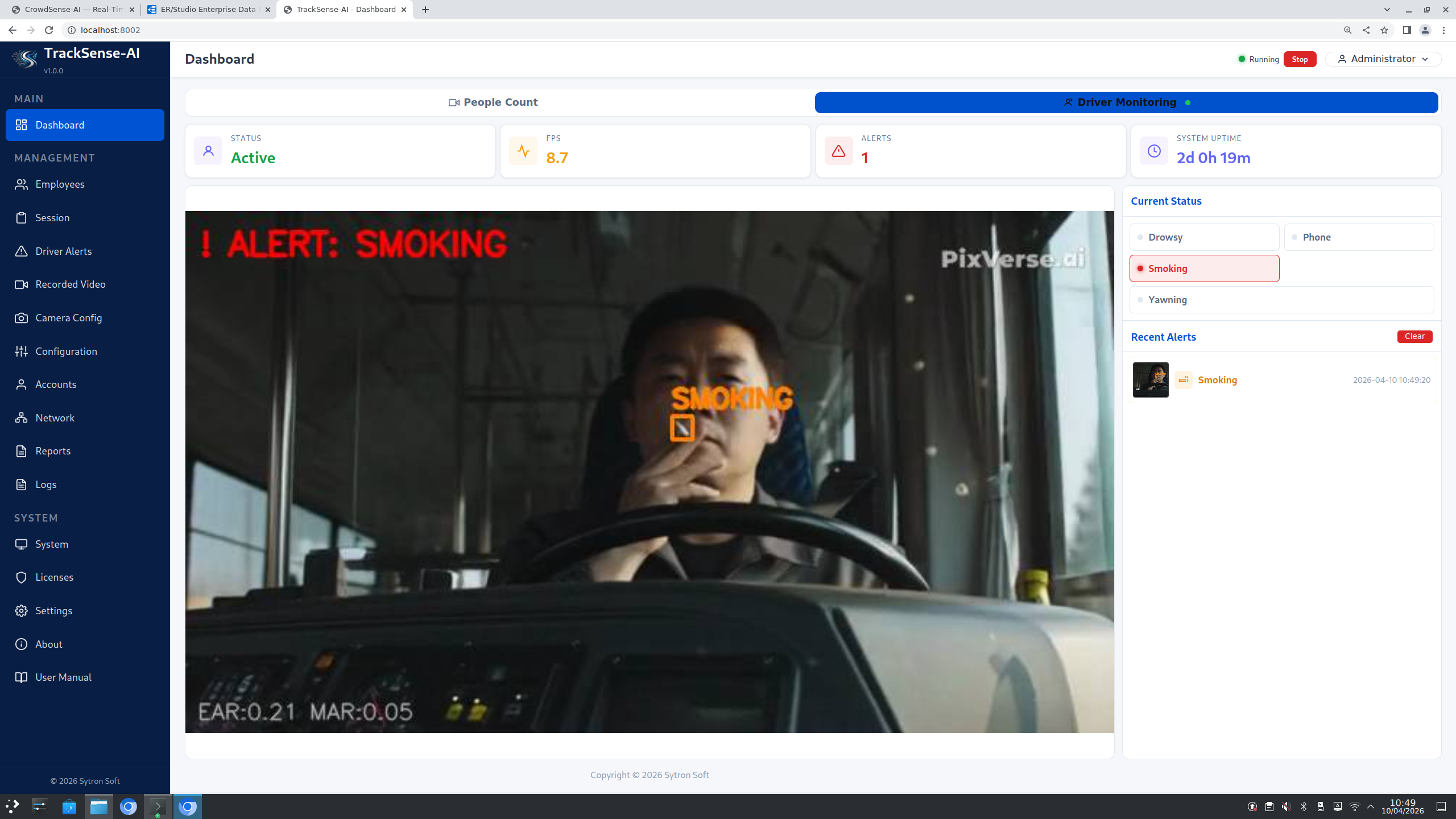 TrackSense-AI Driver Monitoring Dashboard